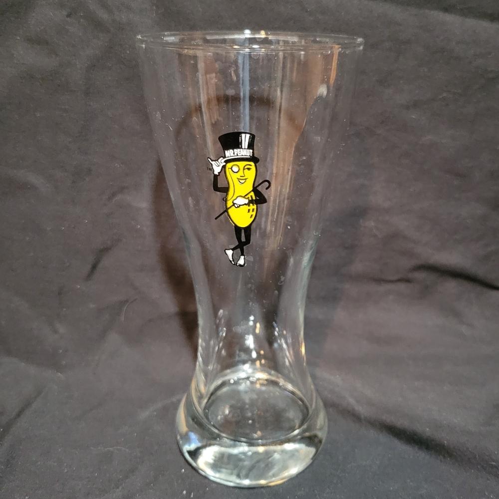 Rare Mr. Peanut Tall Wheat Beer Glass Thick EUC Vintage